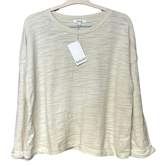 Splendid collection long sleeve top cream lightweight flowy women’s size large - Picture 1 of 5